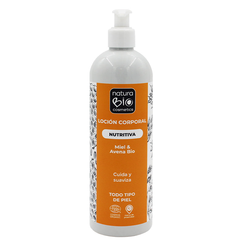 Loción corporal nutritiva miel y avena bio Naturabio 500 ml
