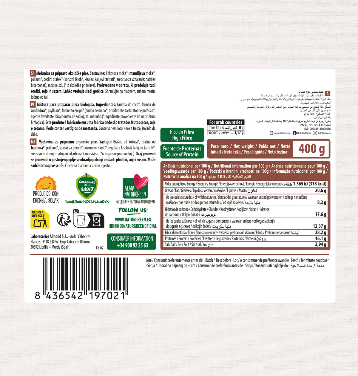 Miscela di farina per pizza Keto NaturGreen 400 g