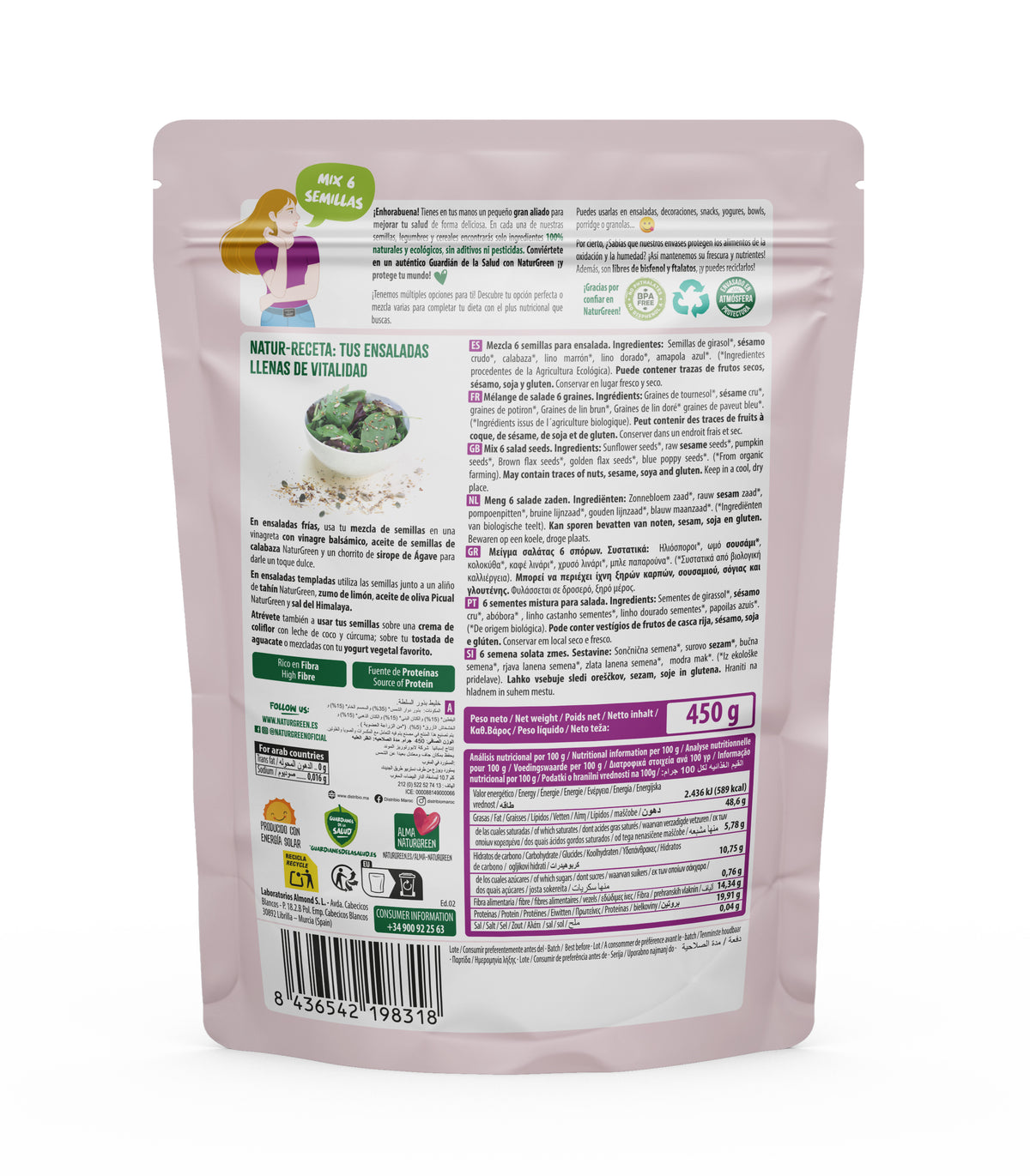 Miscela 6 semi per insalata, NaturGreen, 450 g