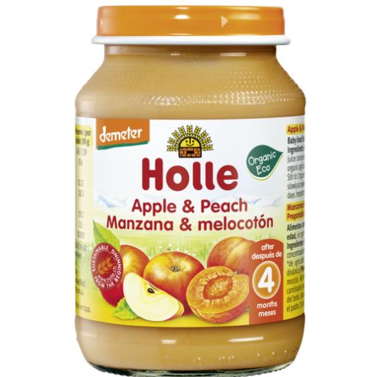 Tarrito ECO de manzana y melocotón +4 meses Holle 190 g