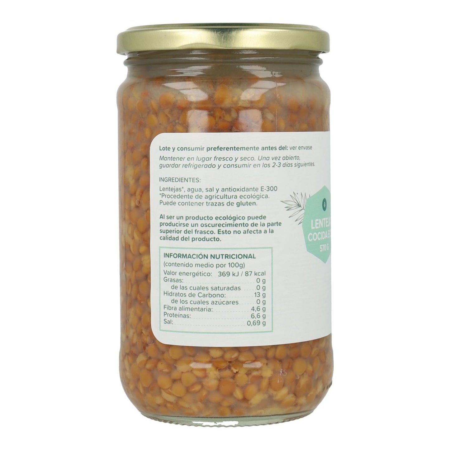 Pack 6x Lenteja Cocida ECO Planeta Huerto 570 g
