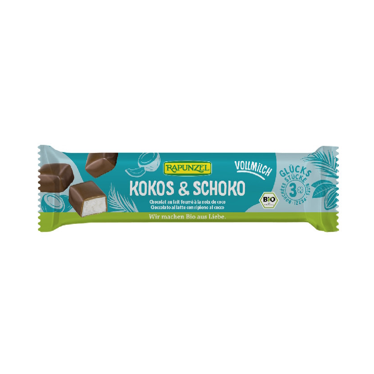 Barrita de coco y chocolate con leche Rapunzel 50 g