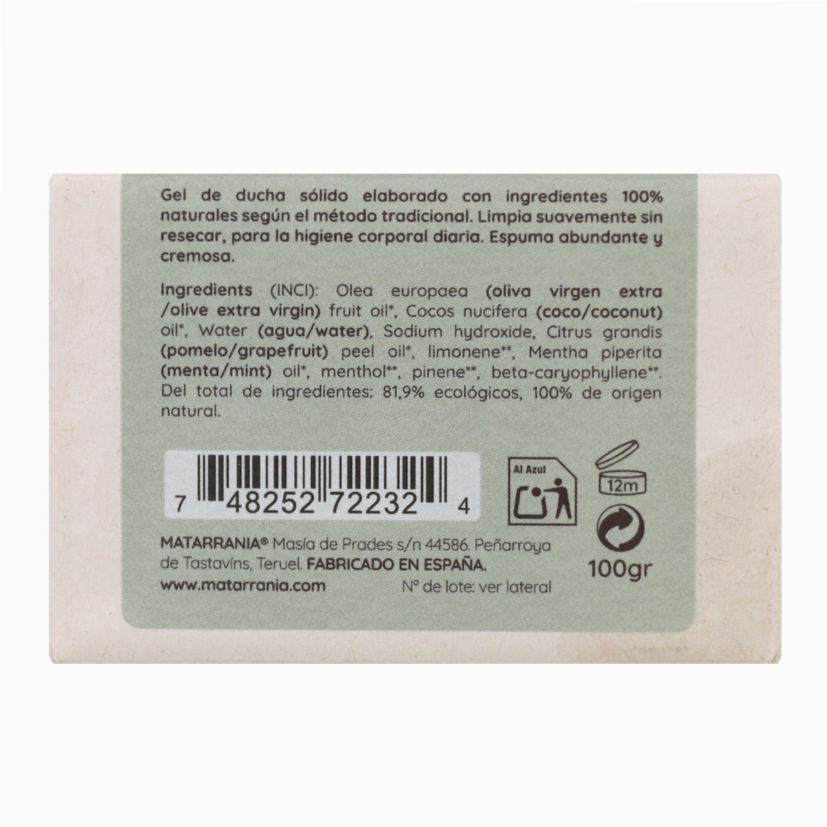 Gel doccia solido BIO Buenos Días Matarrania 120 ml