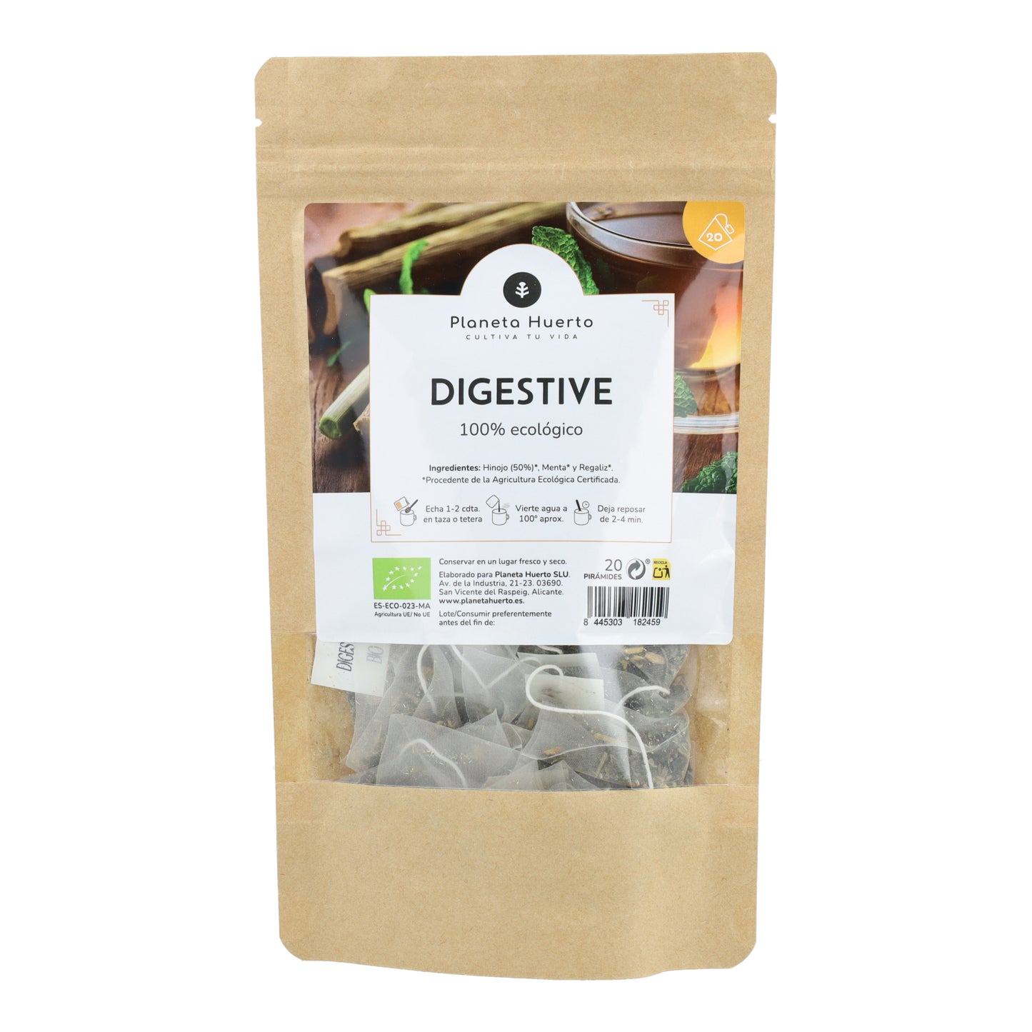 Infusión Digestiva ECO Hinojo, menta y regaliz Planeta Huerto 20 pirámides