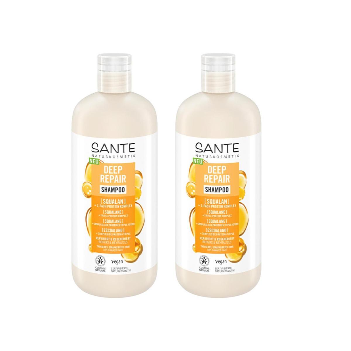 Pack 2x Champú reparación profunda escualeno Sante 500 ml