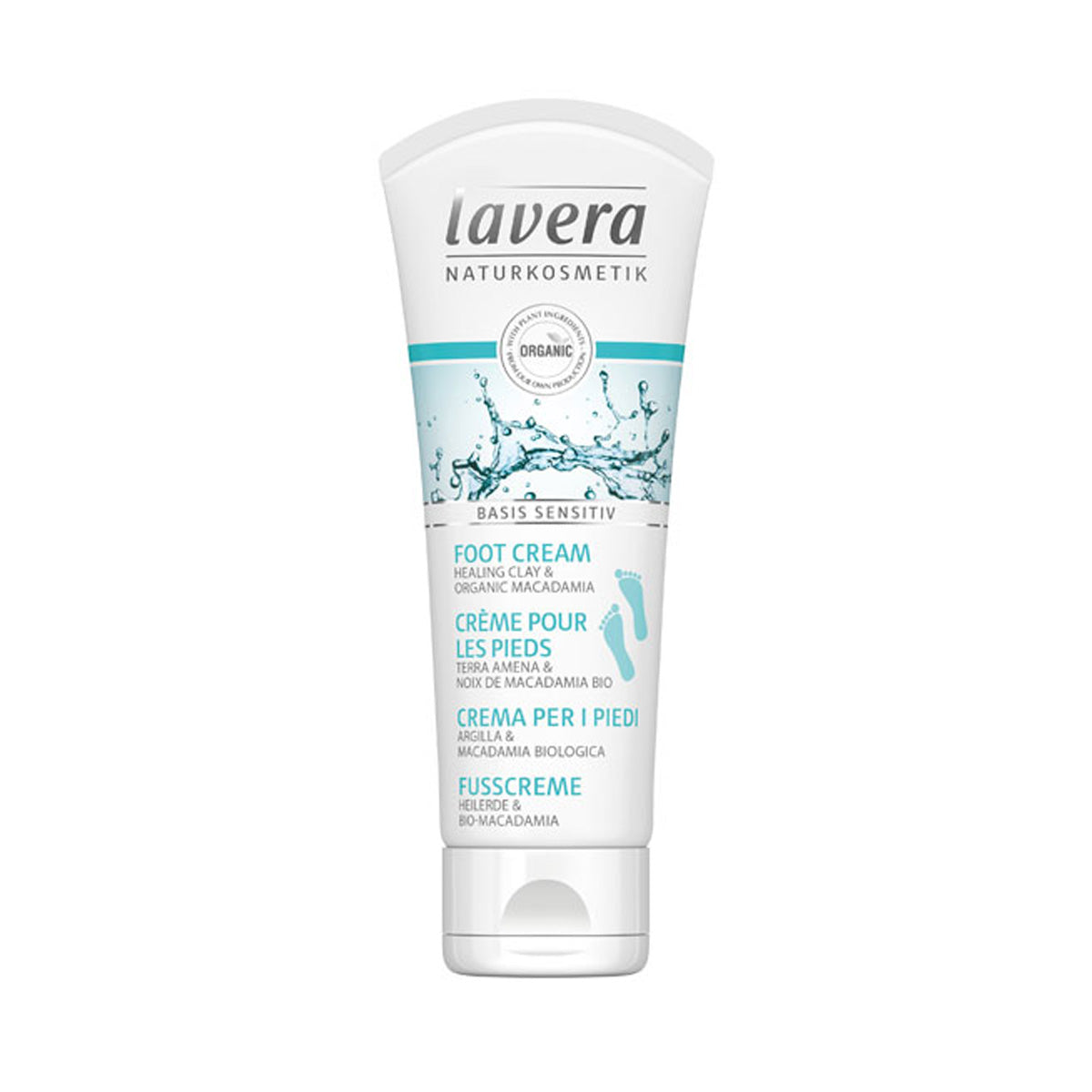 Crema de pies basis sensitive con aceite de macadamia y arcilla Lavera 75 ml