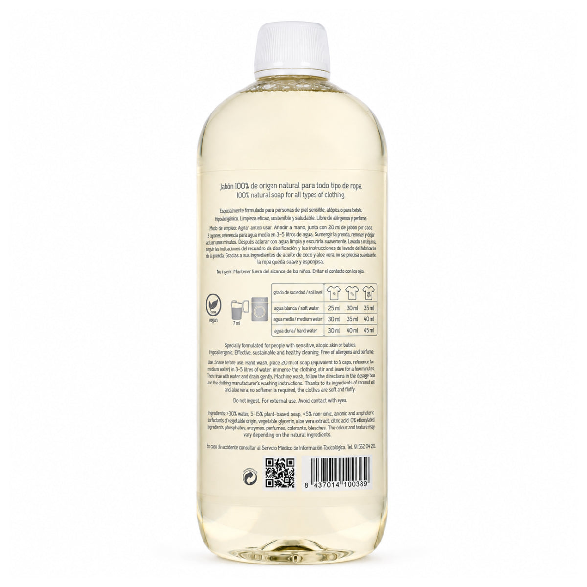 Jabon Natural para la Ropa del Bebé Carelia 1L (Piel Sensible, Prendas Delicadas, Primera Puesta)