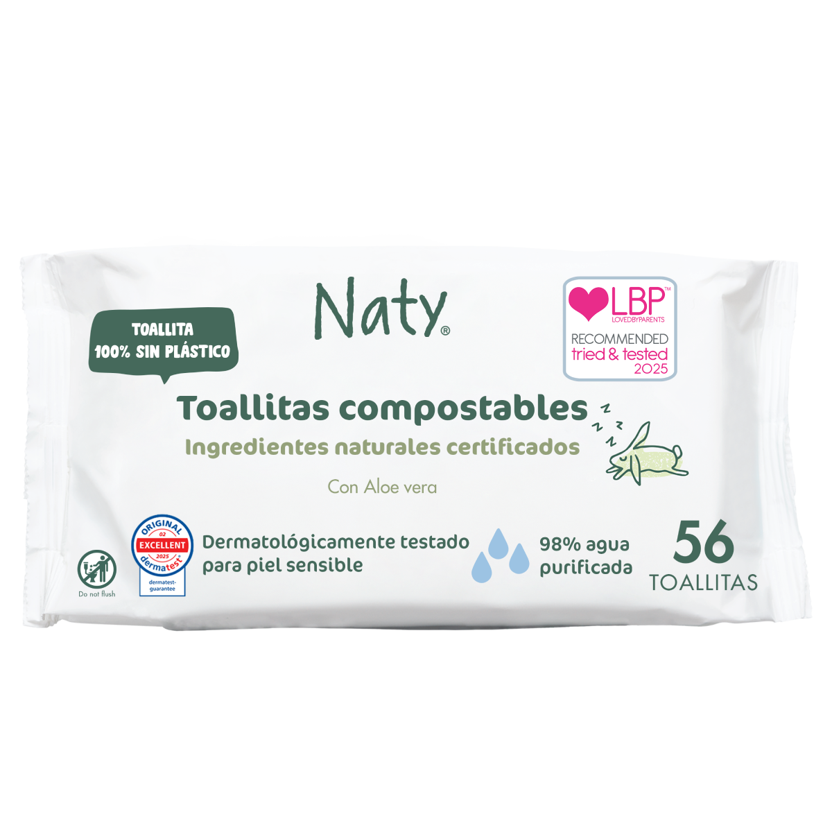 Salviettine con aloe vera Naty 56 pezzi