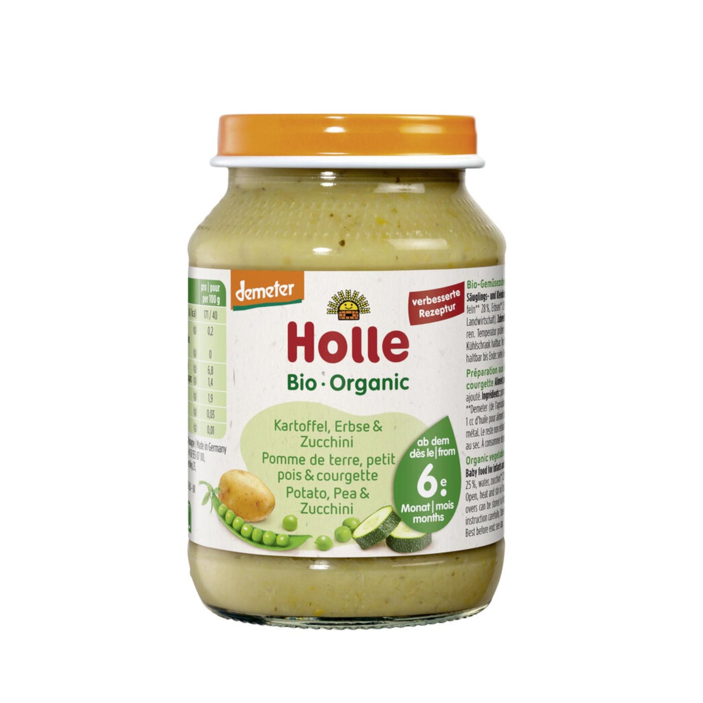 Potito de Patata, Guisantes y Calabacín (a partir del 6º mes) Eco/Dem Holle 190g