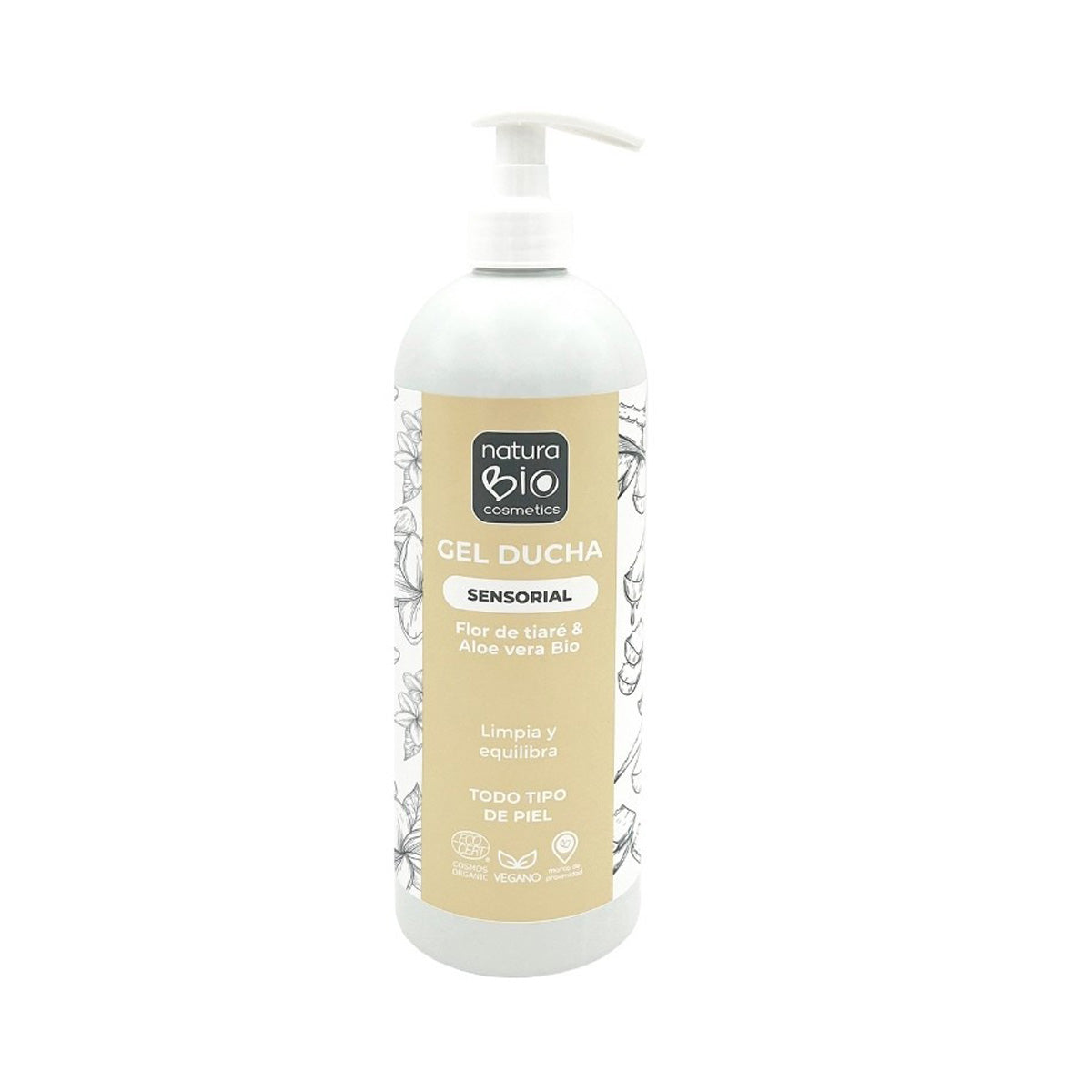 Gel Ducha Sensorial Flor Tiare & Aloe Vera Bio Naturabio 740 ml