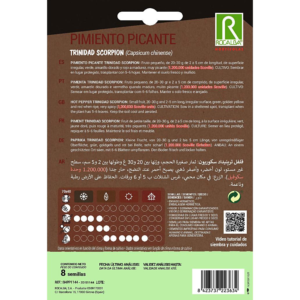 Semillas Pimiento Picante Trinidad Scorpion Rocalba