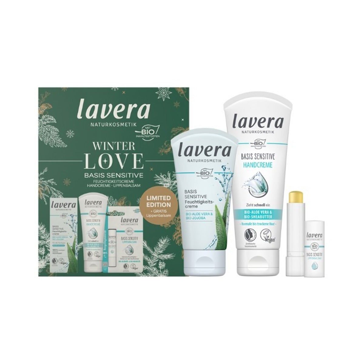 Caja regalo love Basis Sensitive OBSEQUIO bálsamo labial Lavera
