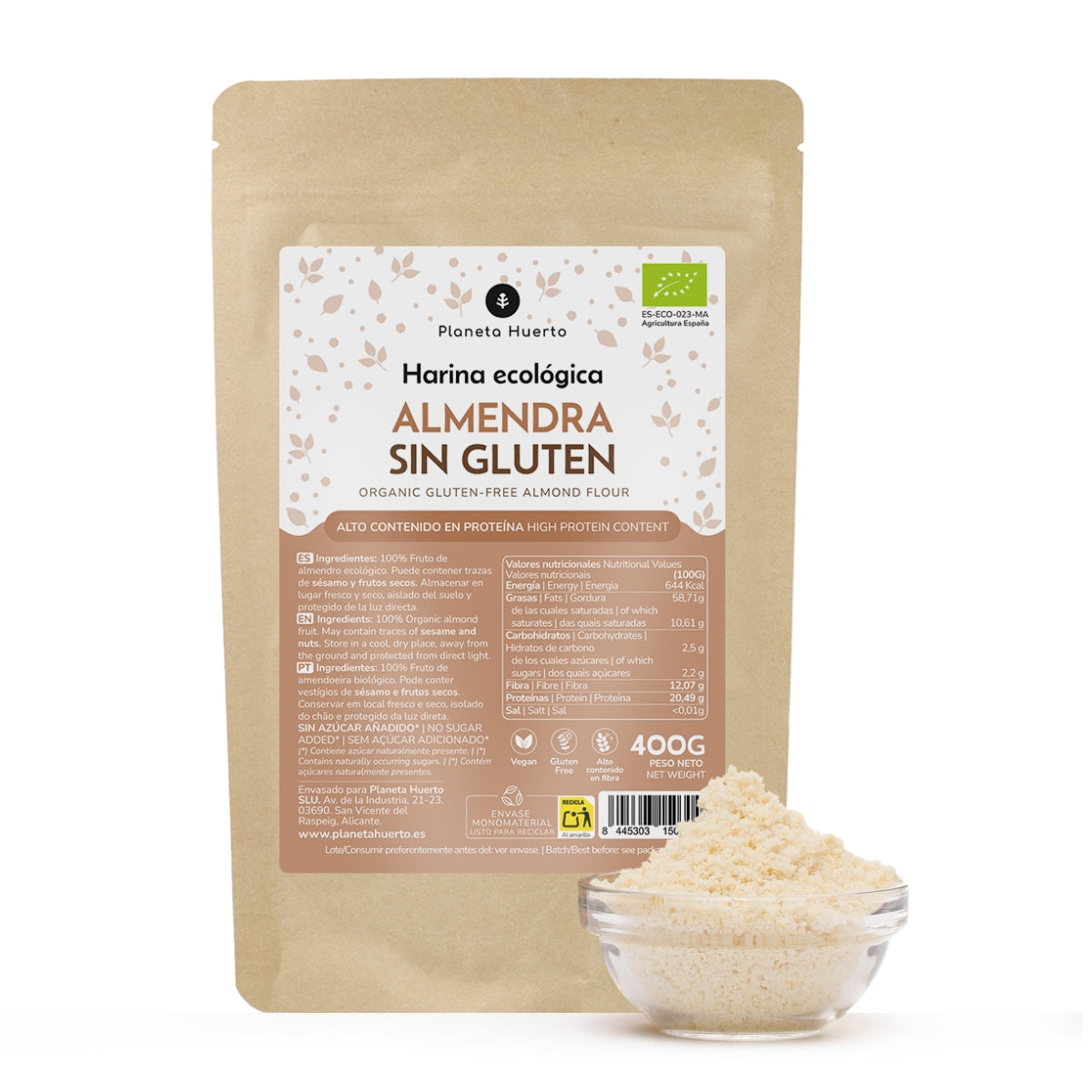Farina di mandorle senza glutine ECO Planeta Huerto 400g