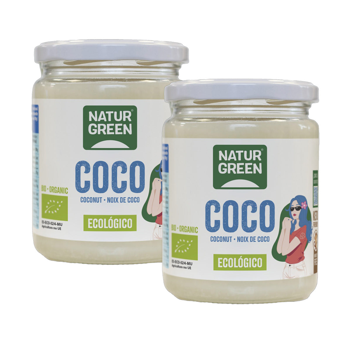 Confezione da 2 x Grasso di cocco Bio NaturGreen
