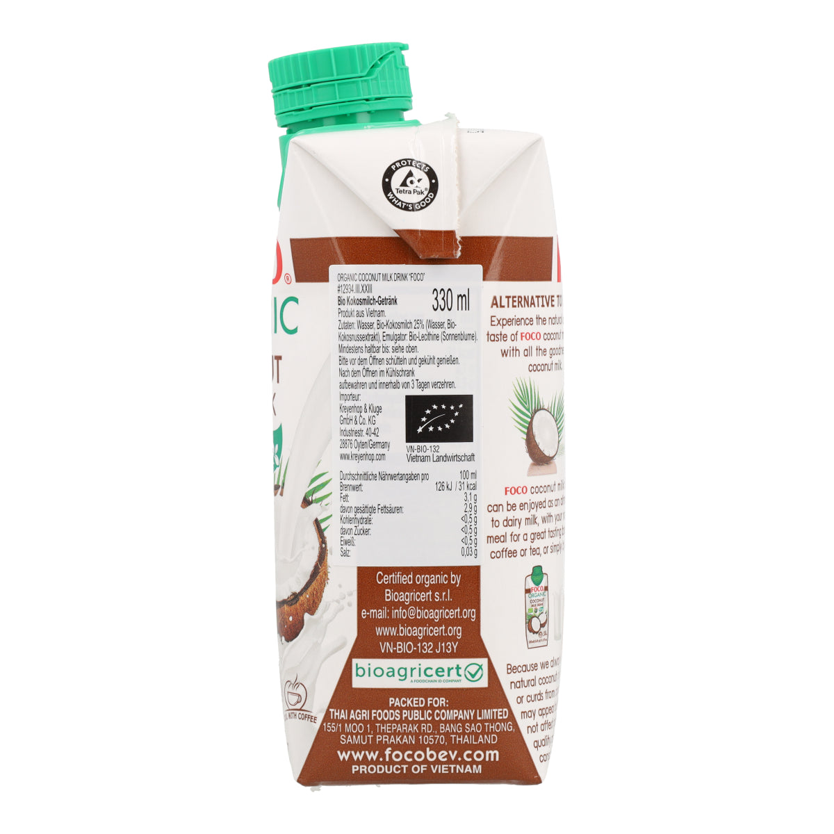 Bevanda al latte di cocco biologico Foco 330 ml.