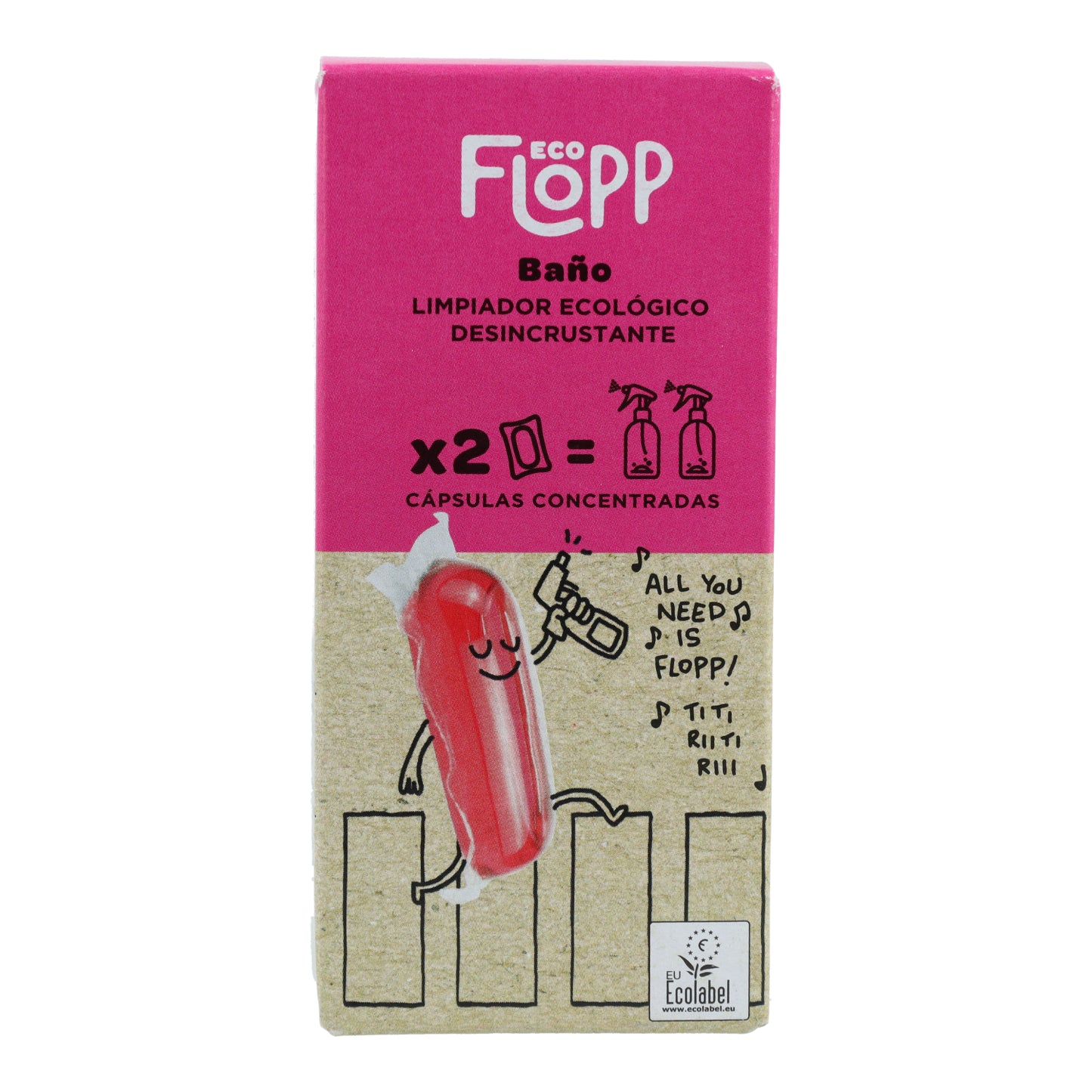 Detergente idrosolubile per bagni Flopp  Ricarica 2 capsule