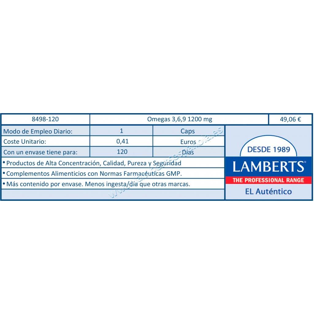 Omega 3-6-9 con Vitamina D3 Lamberts 120 Caps