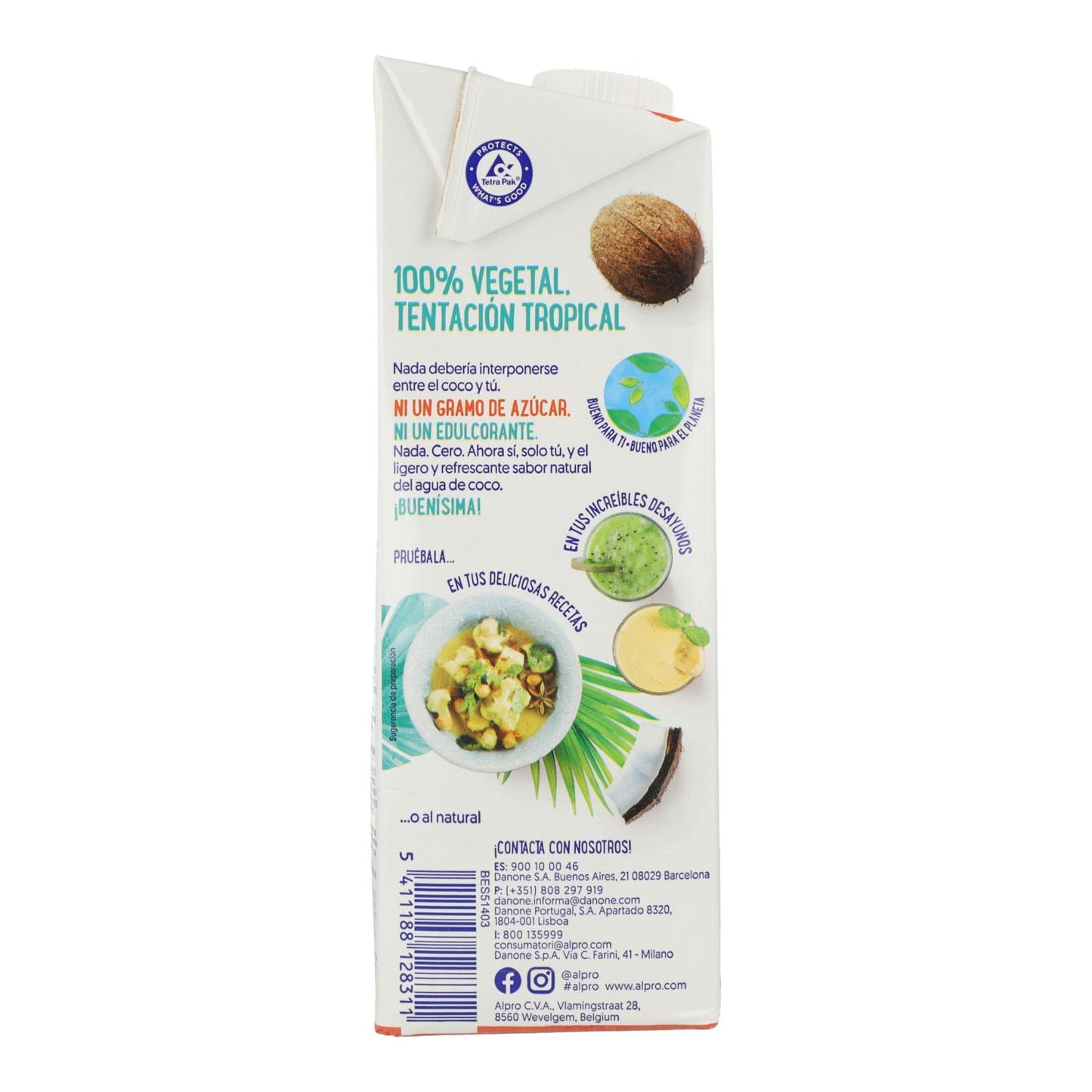 Pack 8 uds Bebida de Coco Sin azúcar Alpro 1 Litro