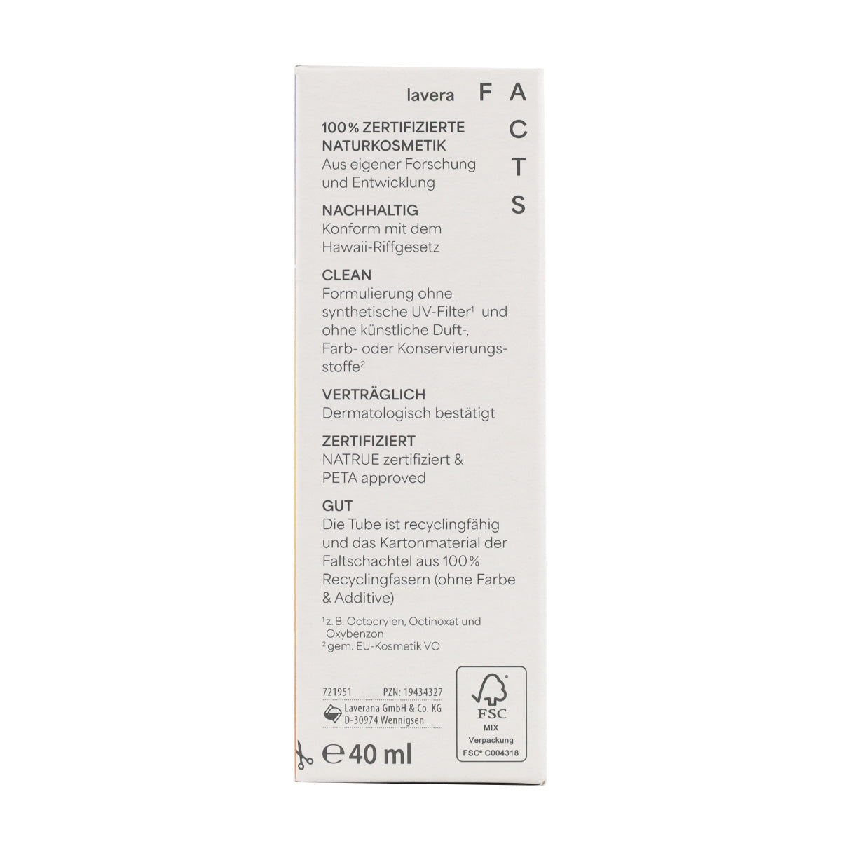 Fluido solare viso SPF50 Lavera 40 ml