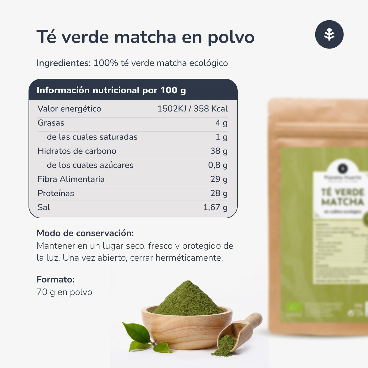 Pack 3xTé Matcha en polvo ECO Planeta Huerto 70 g