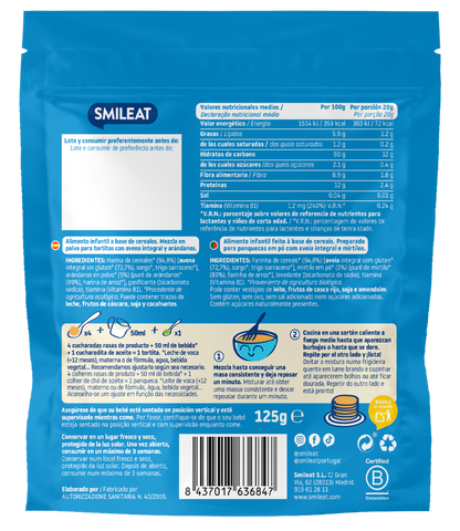Pack 3x Mix Tortitas Avena integral y arándanos ECO, Smileat, 125 g