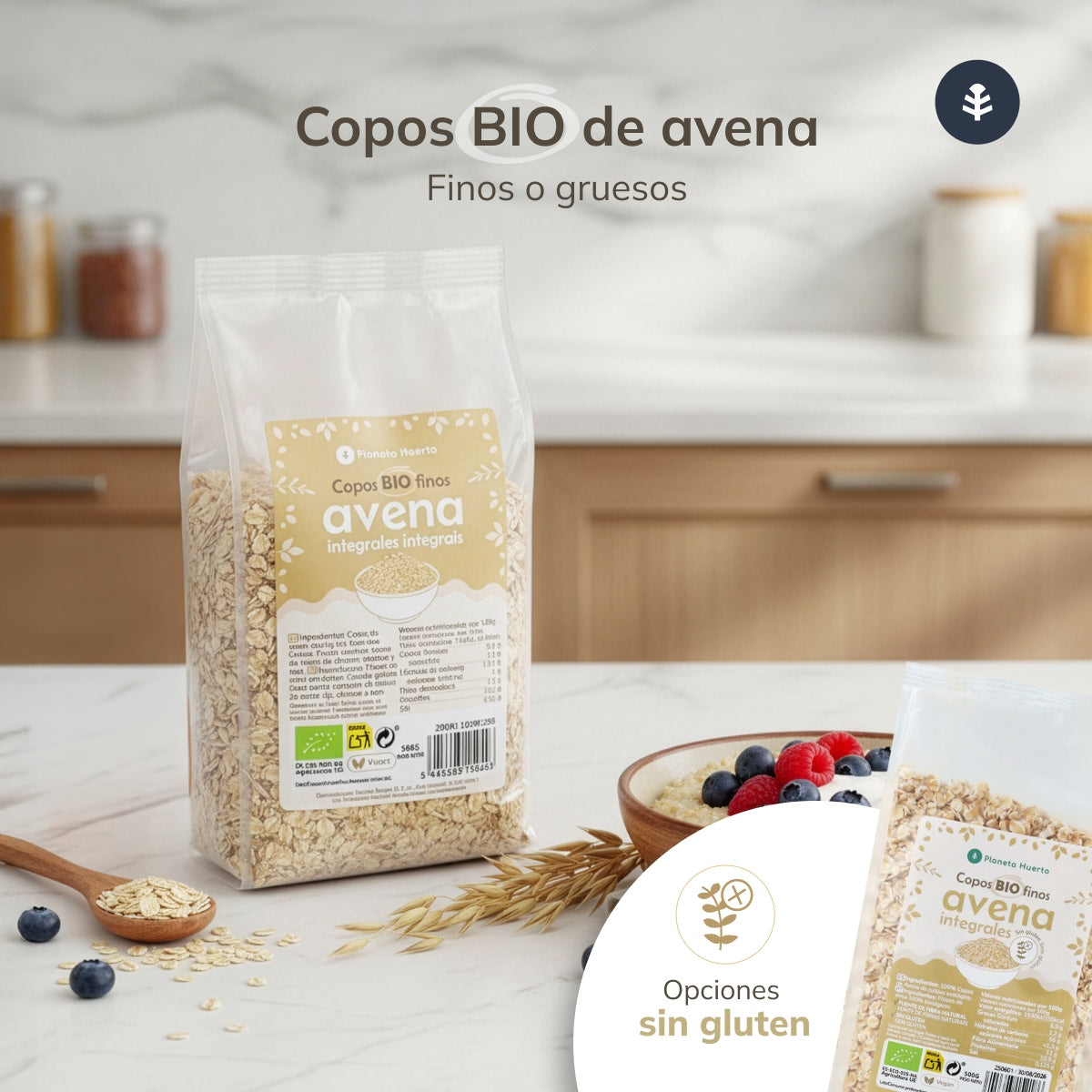 Copos de avena gruesos Sin Gluten ECO Planeta Huerto 1,5 Kg