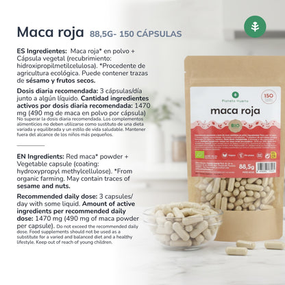 Maca Roja BIO Planeta Huerto 150 cápsulas
