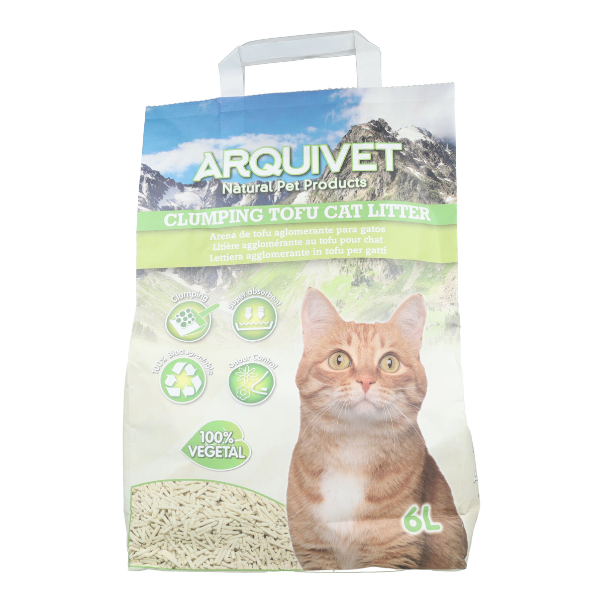 Lettiera per gatti Tofu Arquivet 6 L Sabbia agglomerante biodegradabile a base di soia