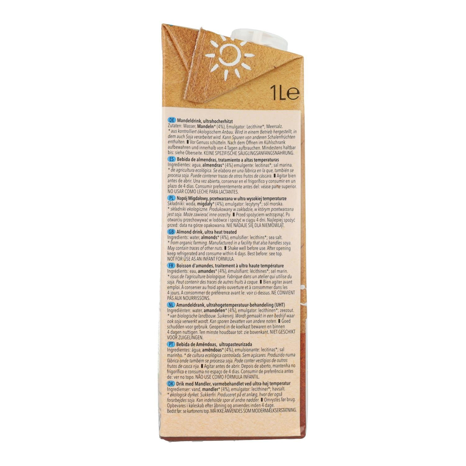 Pack 6 uds Bebida Almendras sin azucar Bio Natumi 1 L