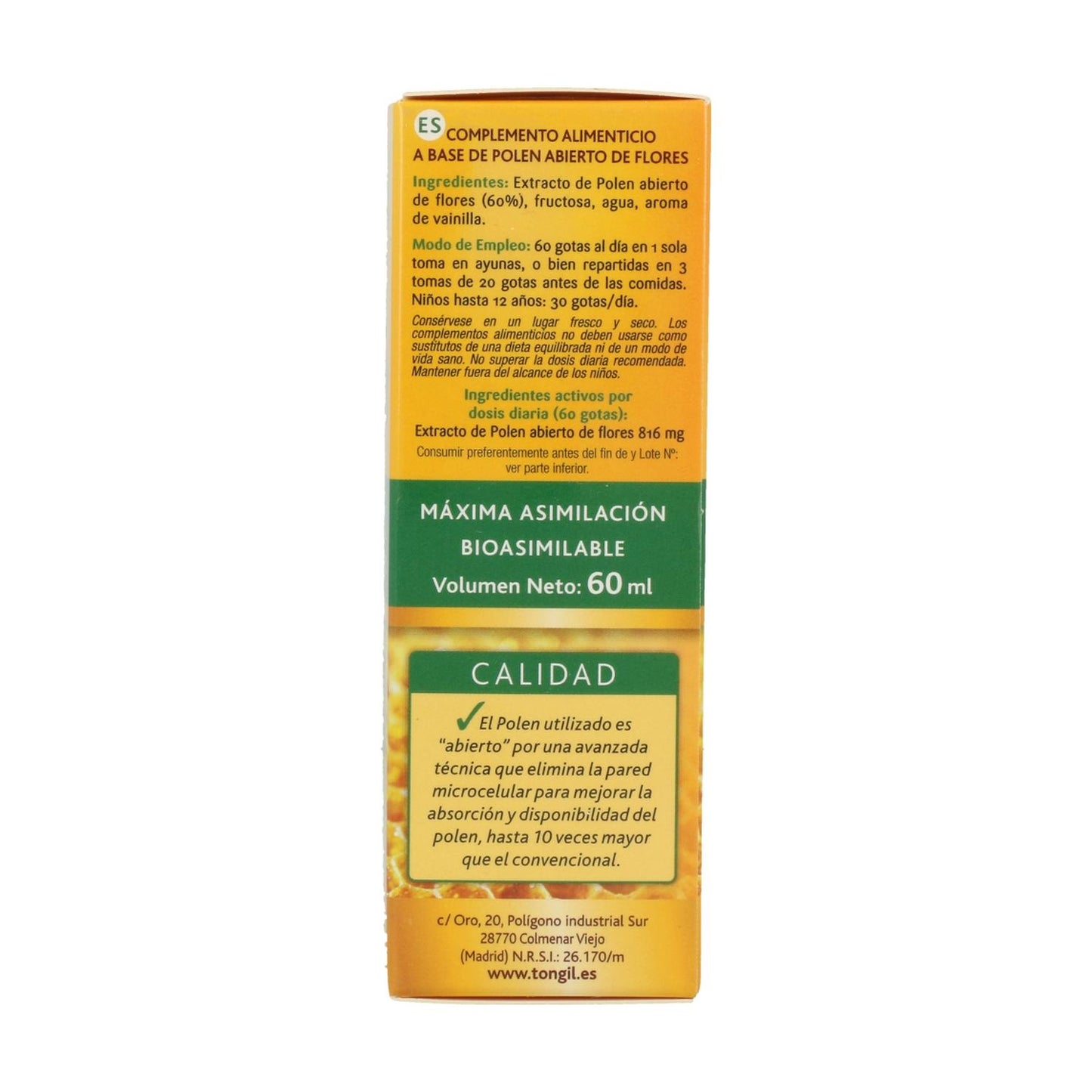 Polen abierto Apicol Tongil 60 ml