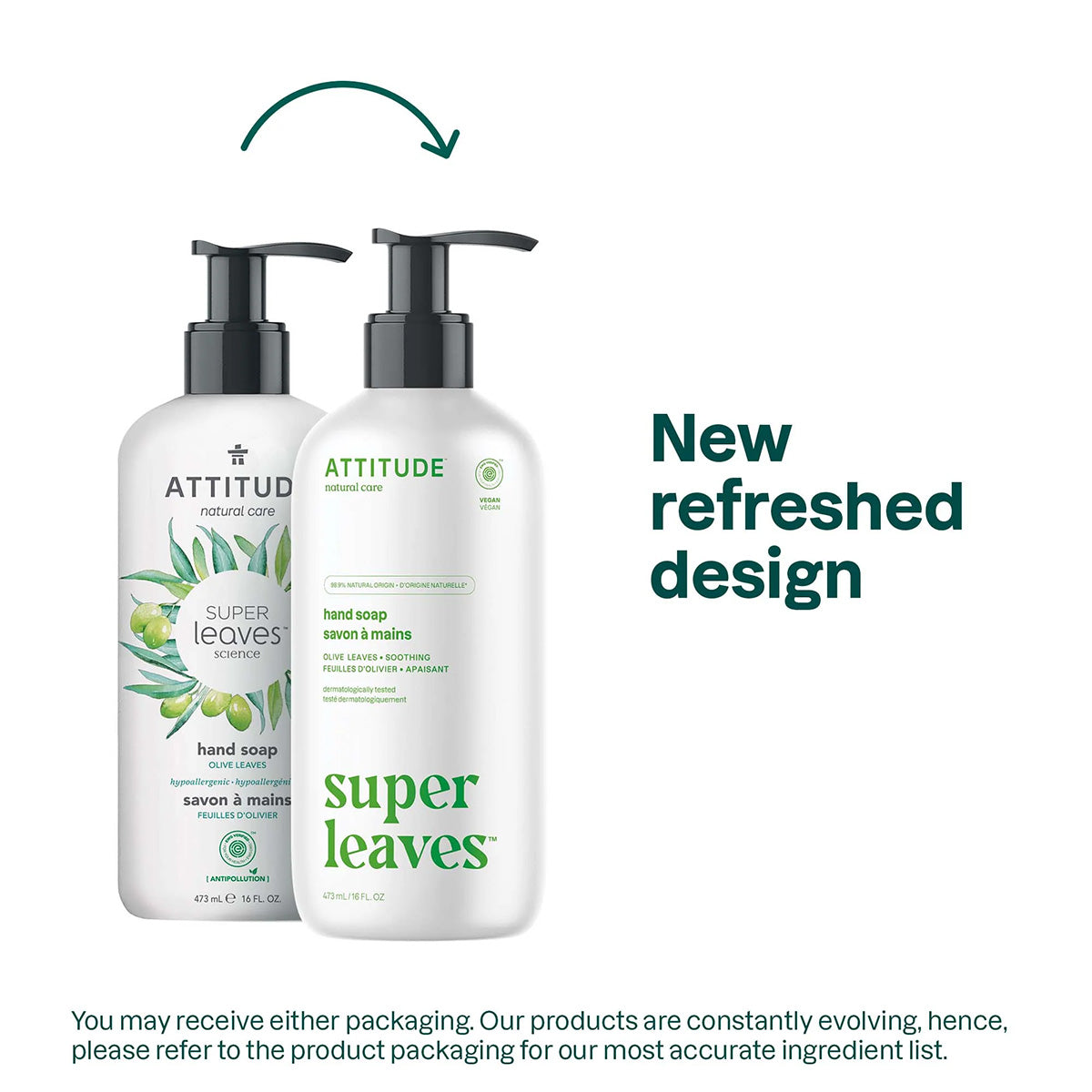 Super leaves Jabón de manos Olive Leaves Attitude 473 ml