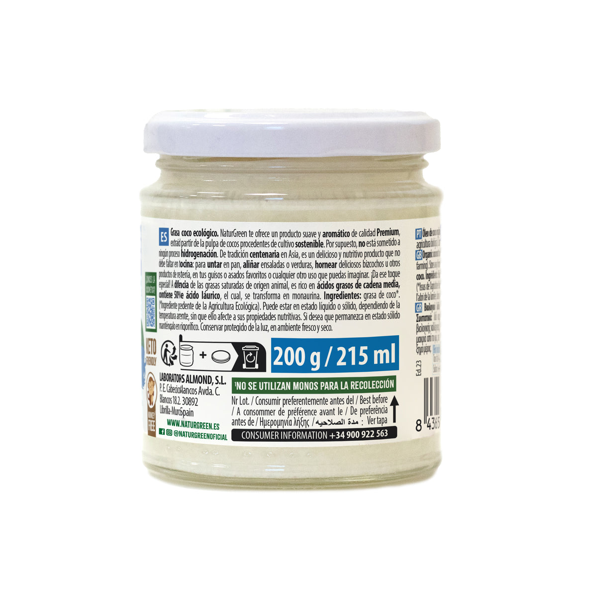 Grasso di cocco biologico NaturGreen 200 g