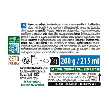 Grasso di cocco biologico NaturGreen 200 g