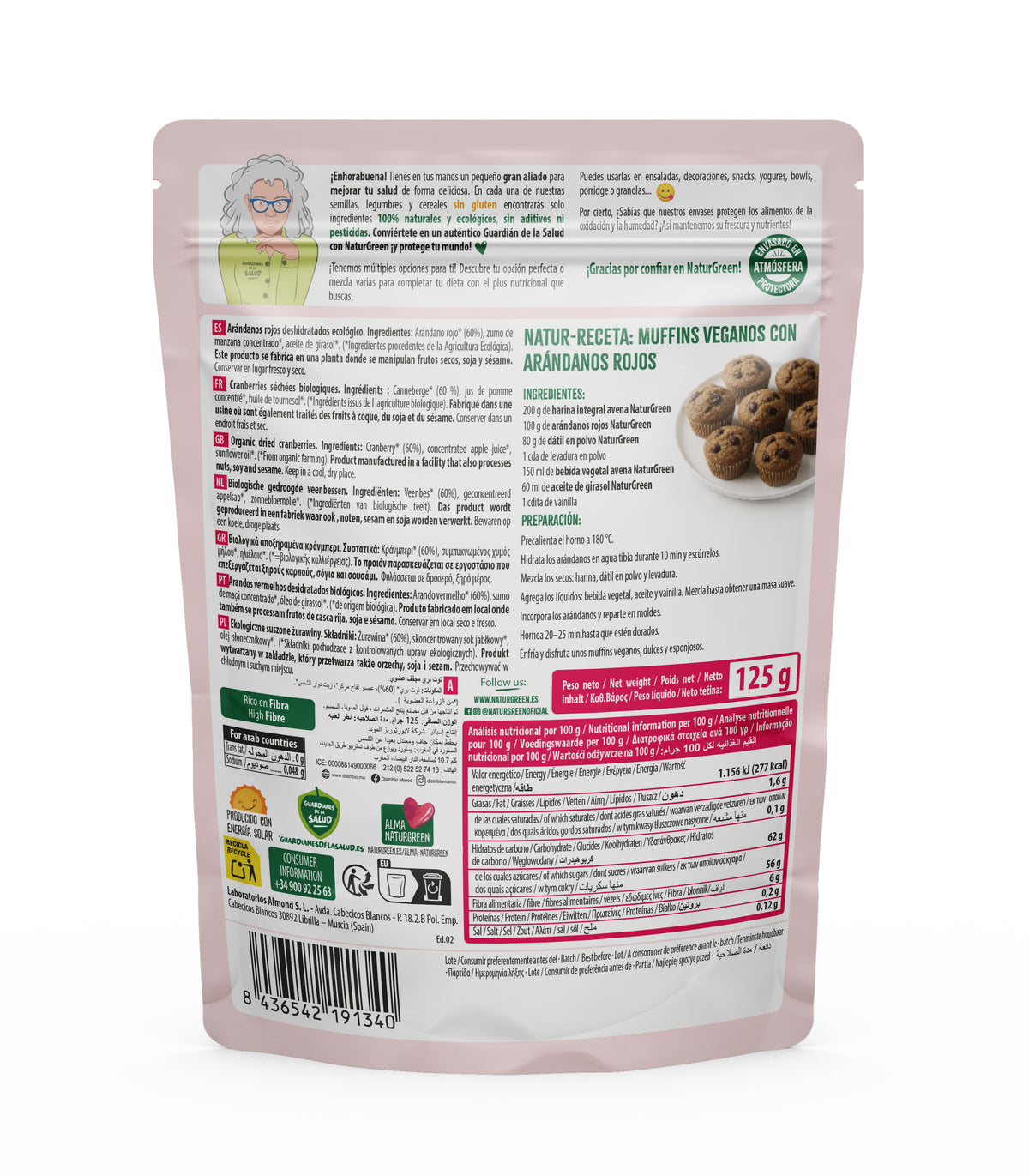 Mirtilli rossi disidratati biologici Naturgreen 125 g