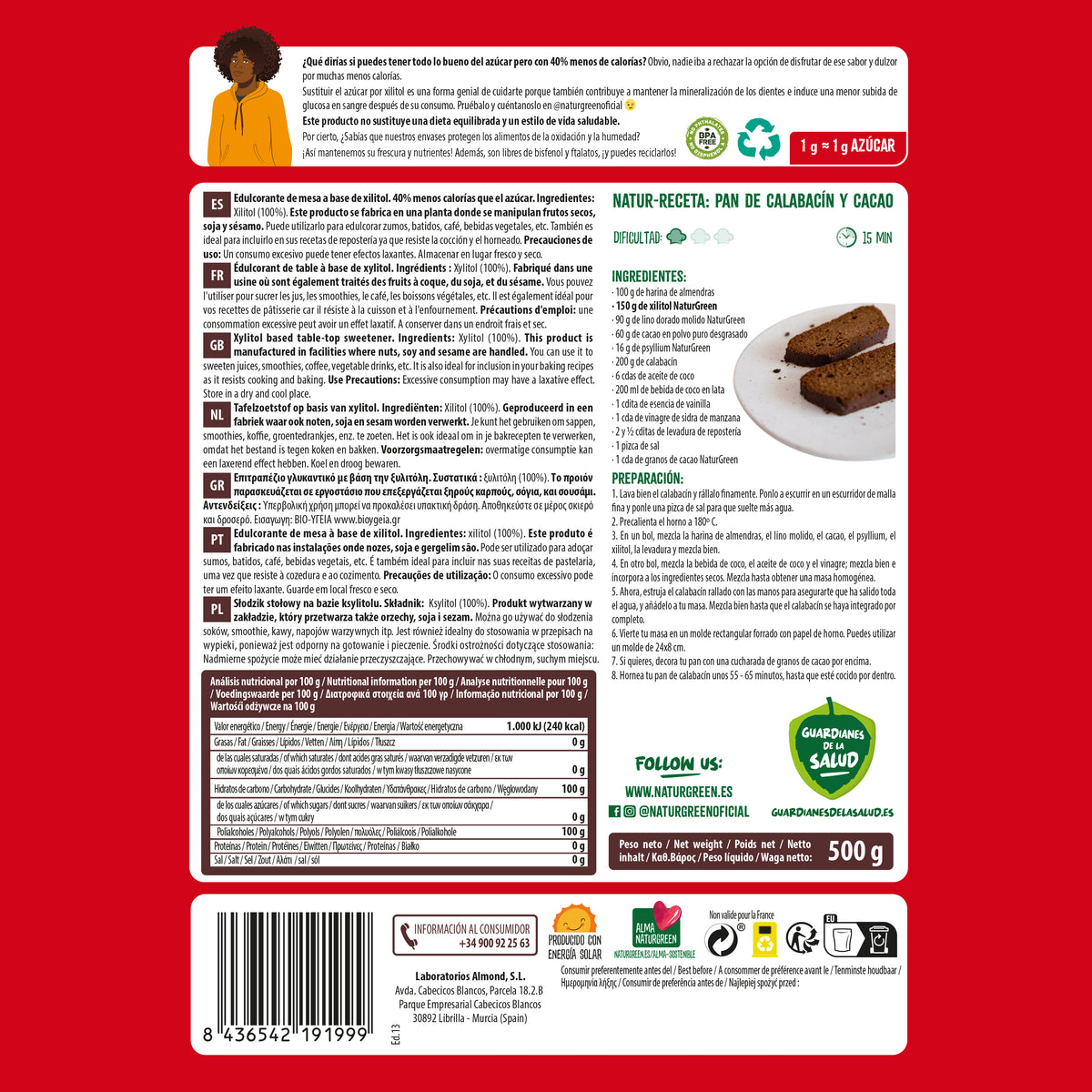 Xilitolo zucchero di betulla Naturgreen 500 g