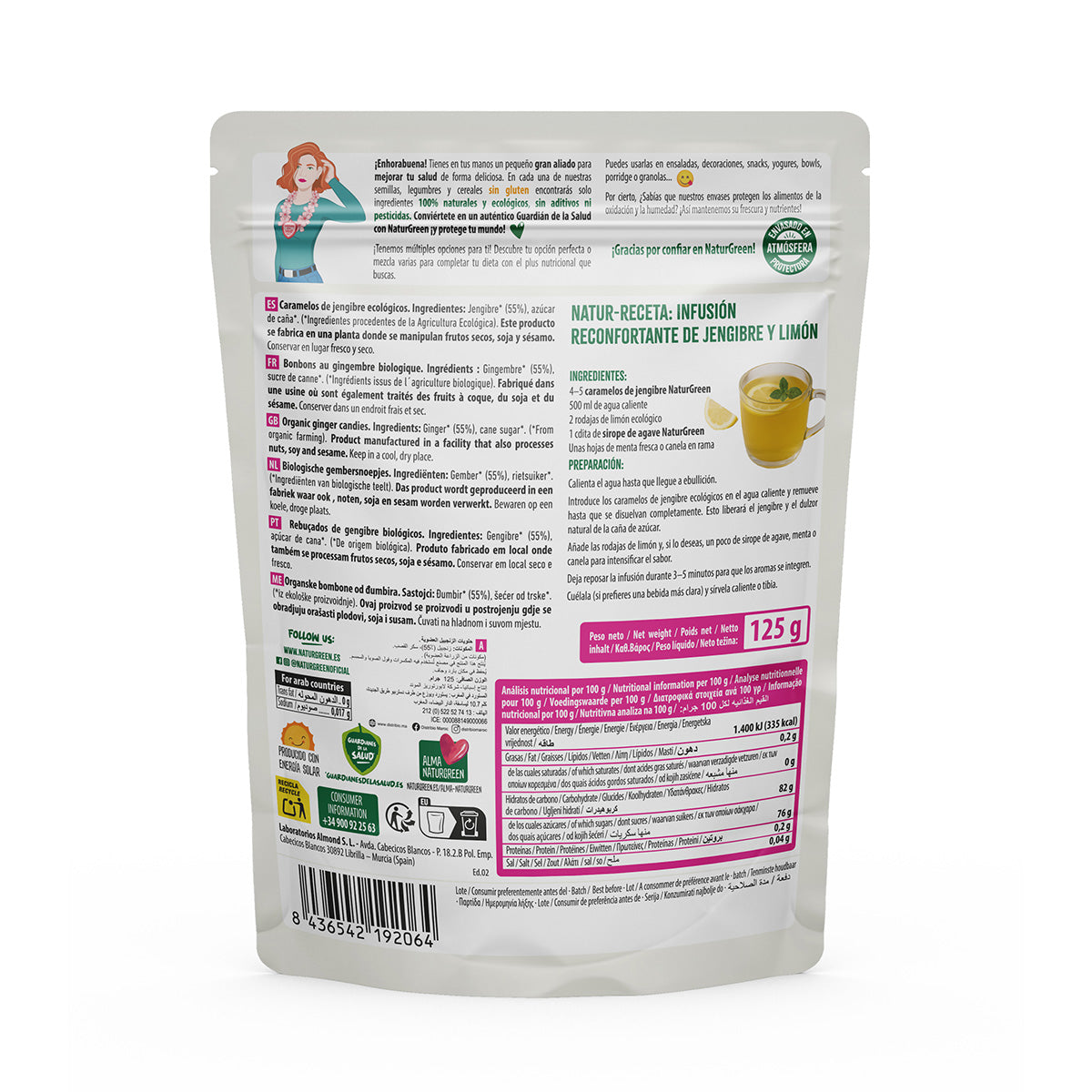 Caramelle allo zenzero Naturgreen, 125 g
