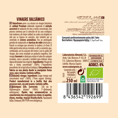 Aceto balsamico biologico NaturGreen, 250 ml