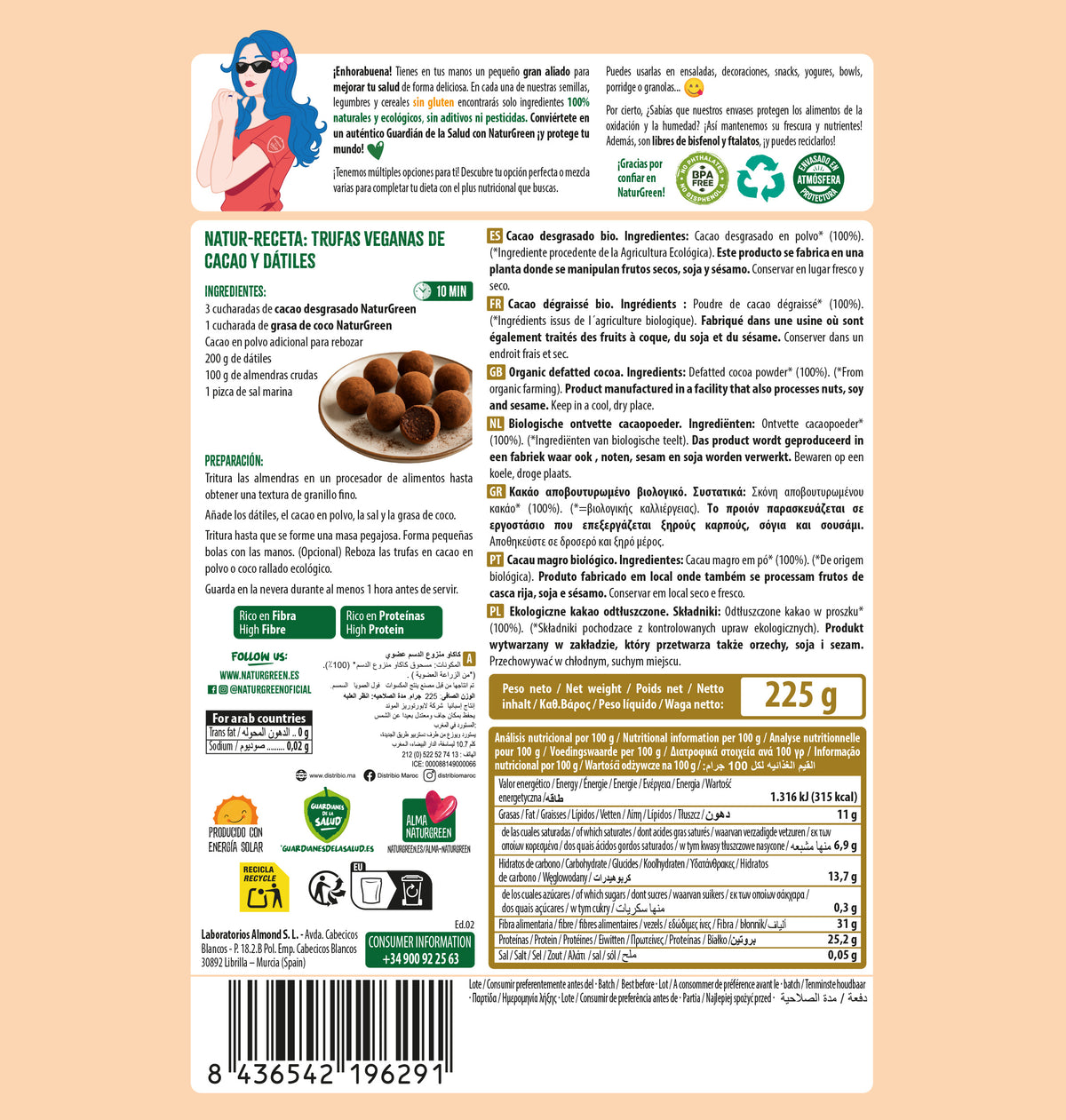 Cacao sgrassato Bio Naturgreen 225 g