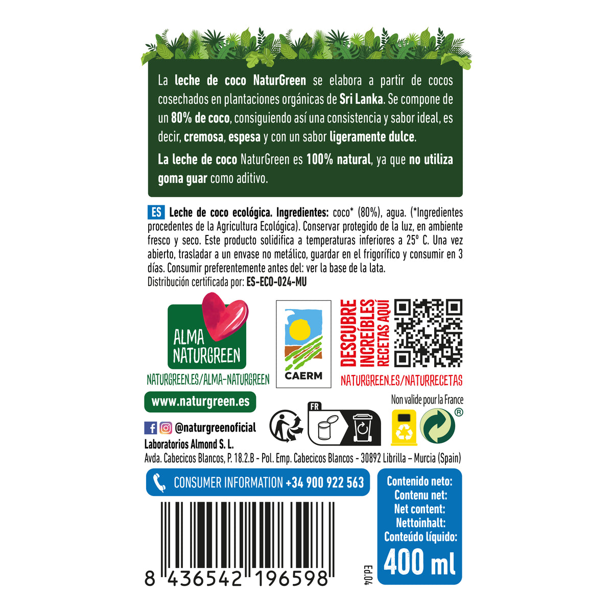 Latte di cocco biologico NaturGreen 400 g / 400 ml
