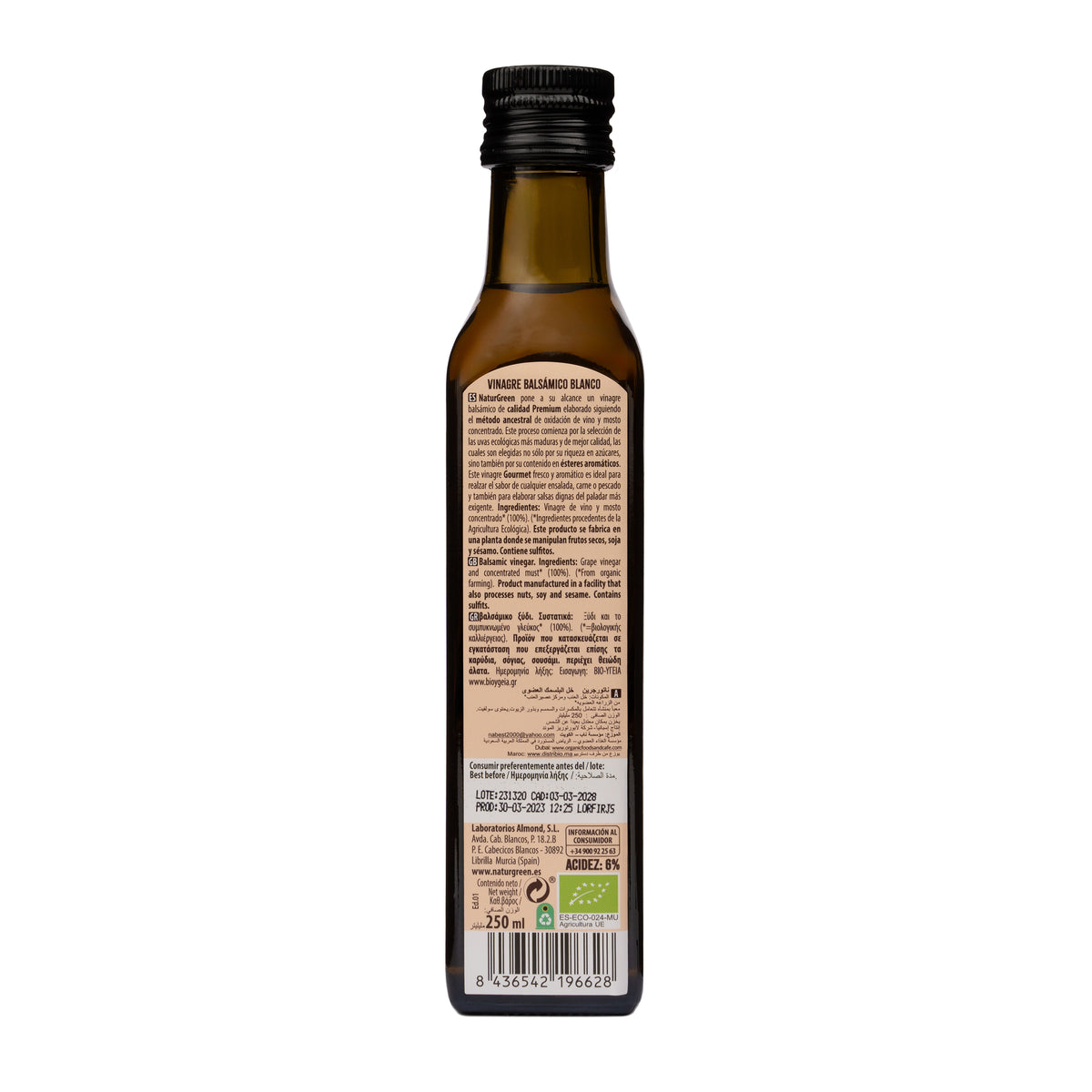 Aceto balsamico bianco biologico NaturGreen 250 ml