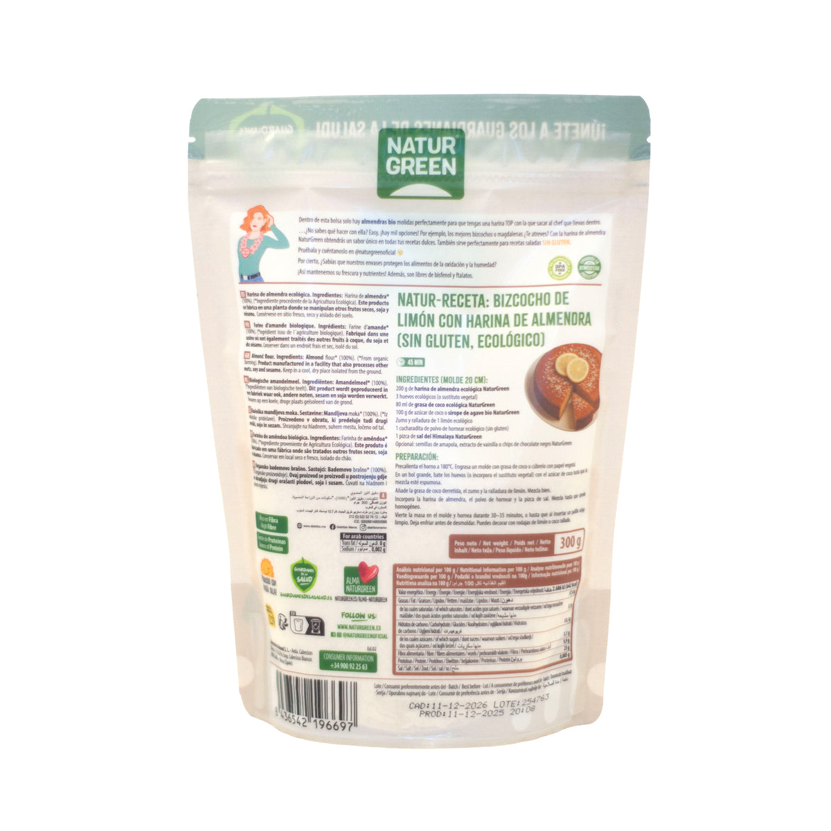 Farina di mandorle biologica senza glutine NaturGreen 300 g