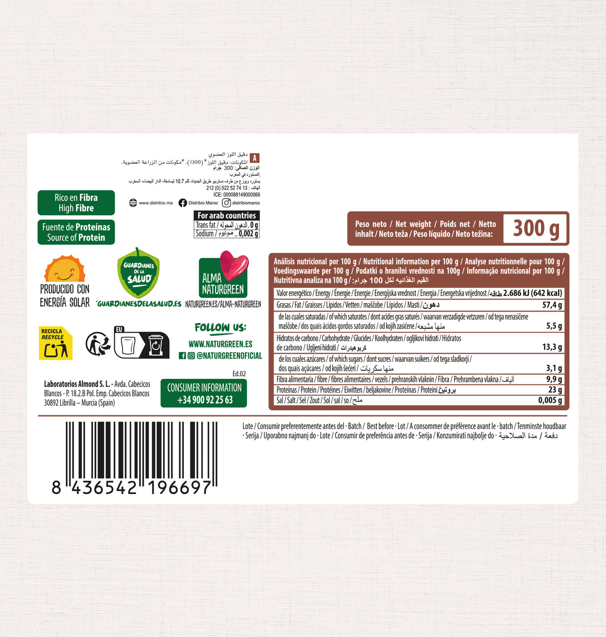 Farina di mandorle biologica senza glutine NaturGreen 300 g