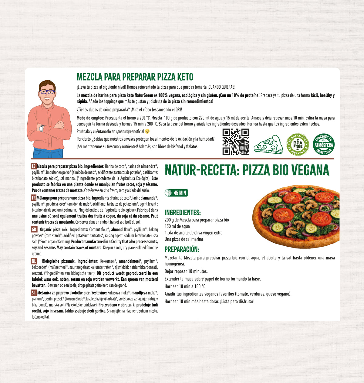 Miscela di farina per pizza Keto NaturGreen 400 g