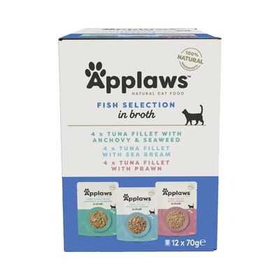 Comida húmeda para gatos Sobre Pescado en caldo Applaws  12 x 70 g