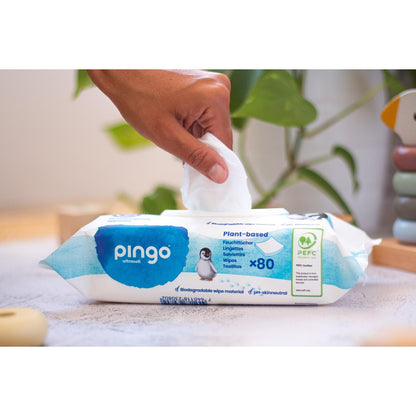 Toallitas húmedas de bebé 100% biodegradables 80 uds Pingo
