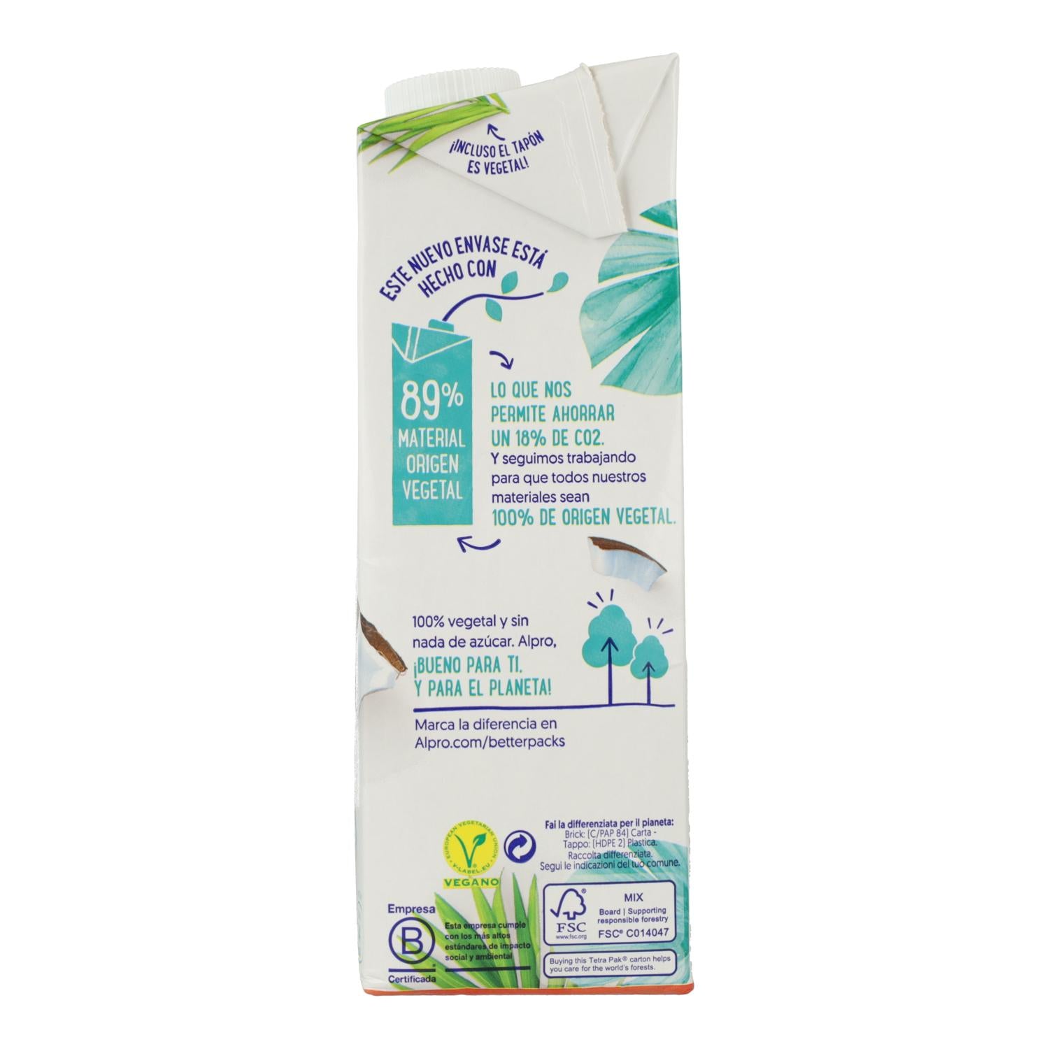 Pack 8 uds Bebida de Coco Sin azúcar Alpro 1 Litro