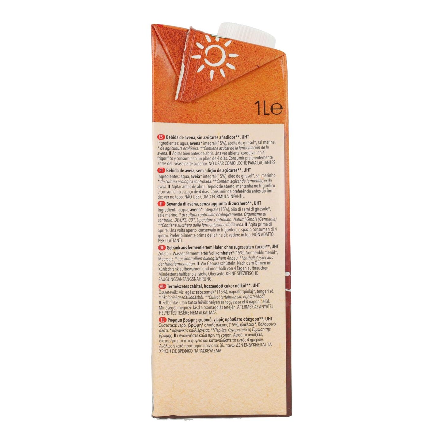 Pack 6 x Bebida Avena BIO Natumi 1 L