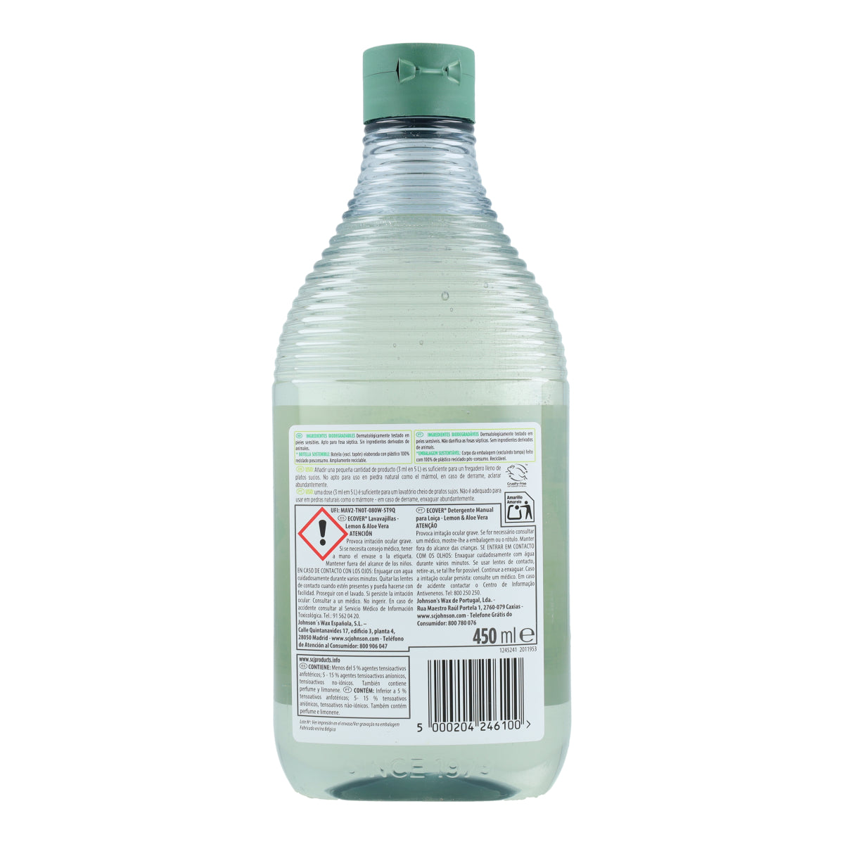 Detergente per lavastoviglie sgrassante al limone e aloe vera Ecover 450 ml