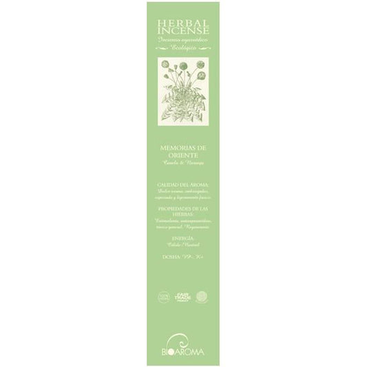 Incienso ecológico Memorias de Oriente Bioaroma, 12 varillas