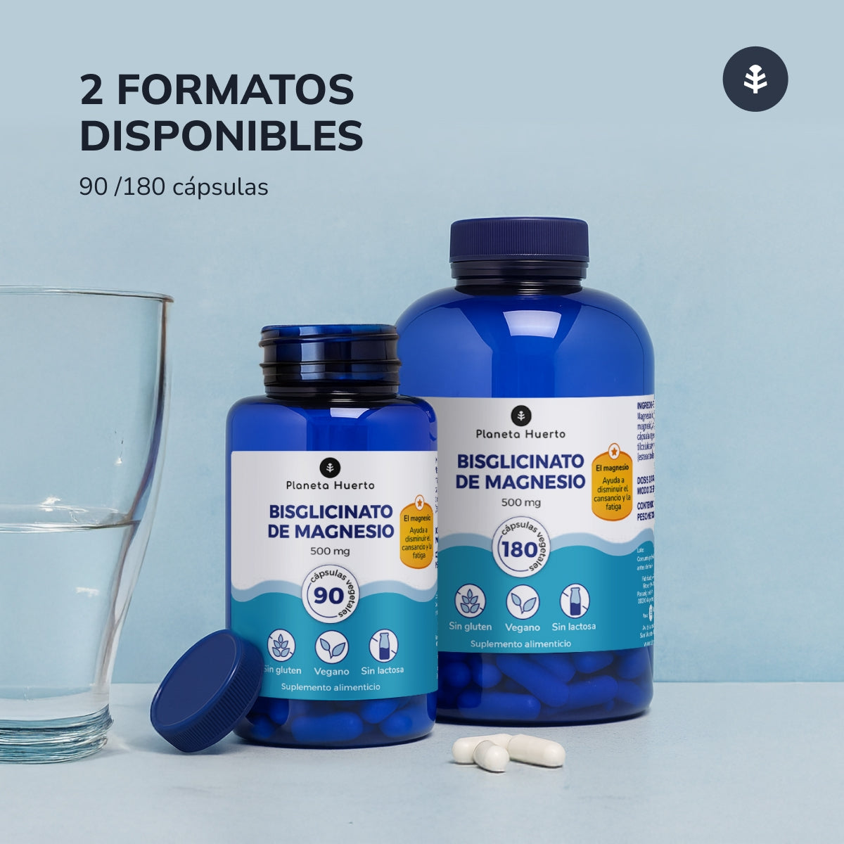 Bisglicinato de Magnesio 500 mg Planeta Huerto 180 cápsulas